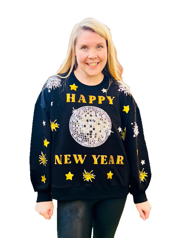 Happy New Year Sequin Sweatshirt | New Years Sweatshirt