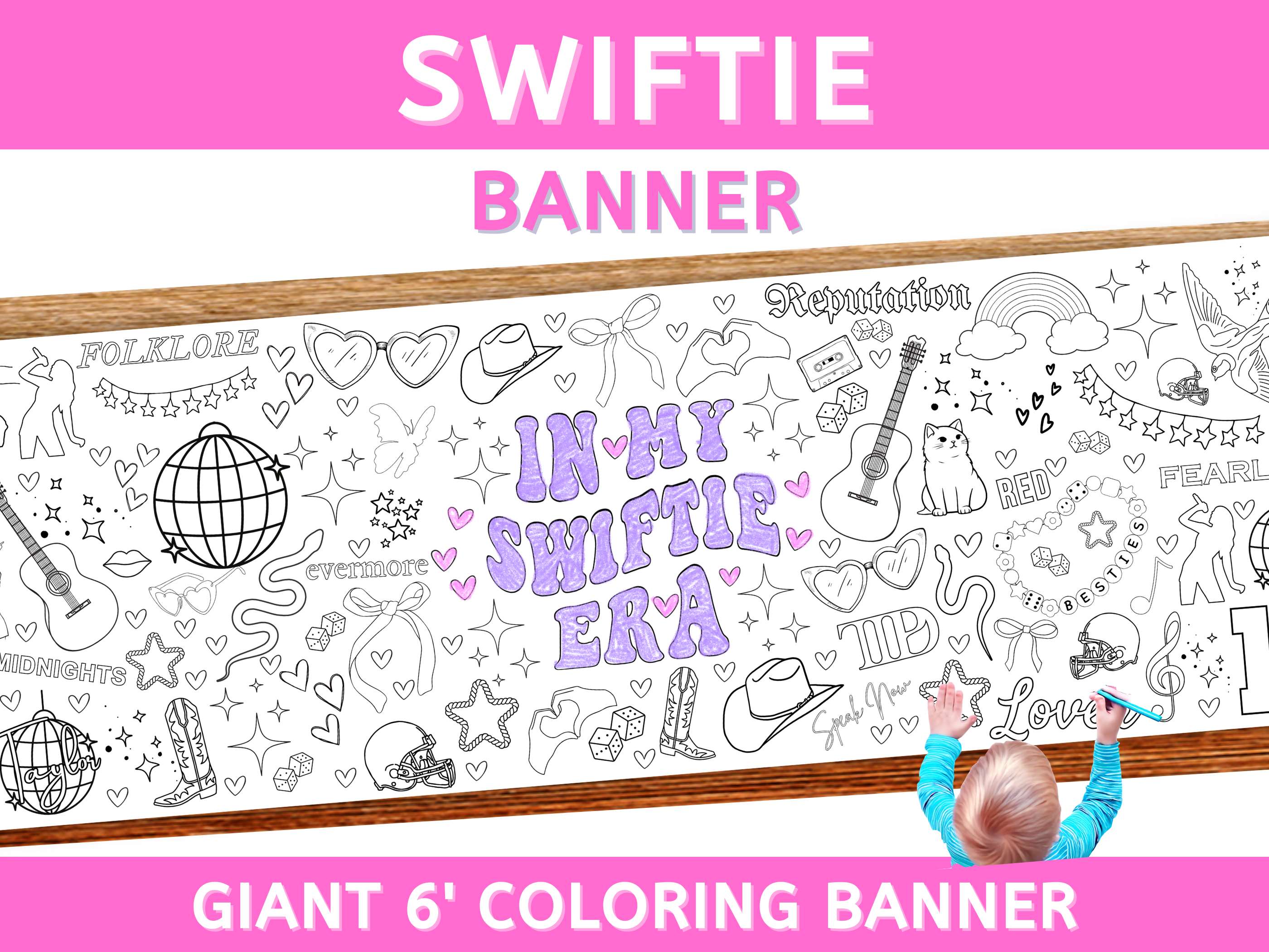 swiftie giant coloring banner crayons big banner club poster paper tablecloth runner