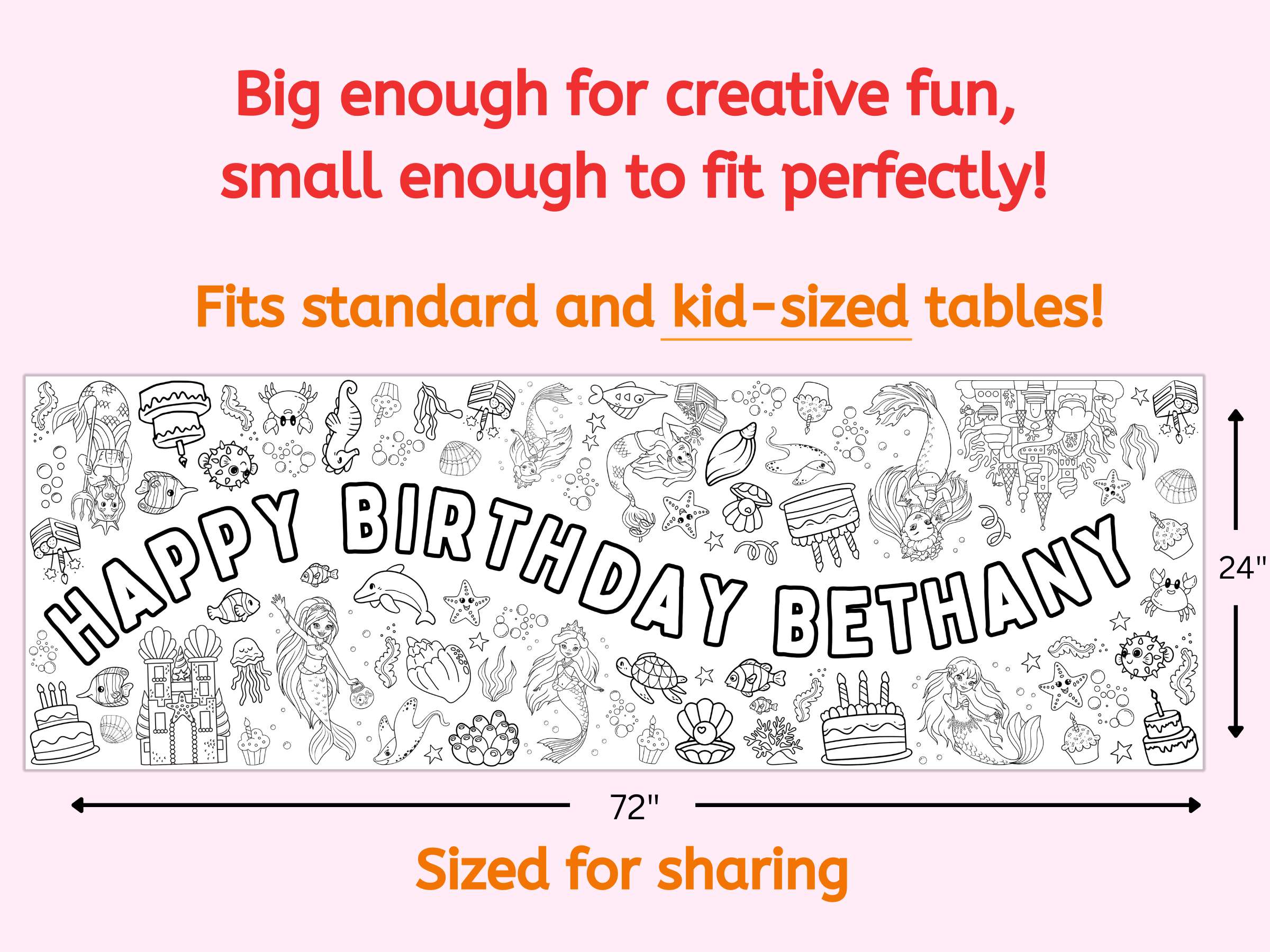 Mermaid Birthday Coloring Banner Personalized