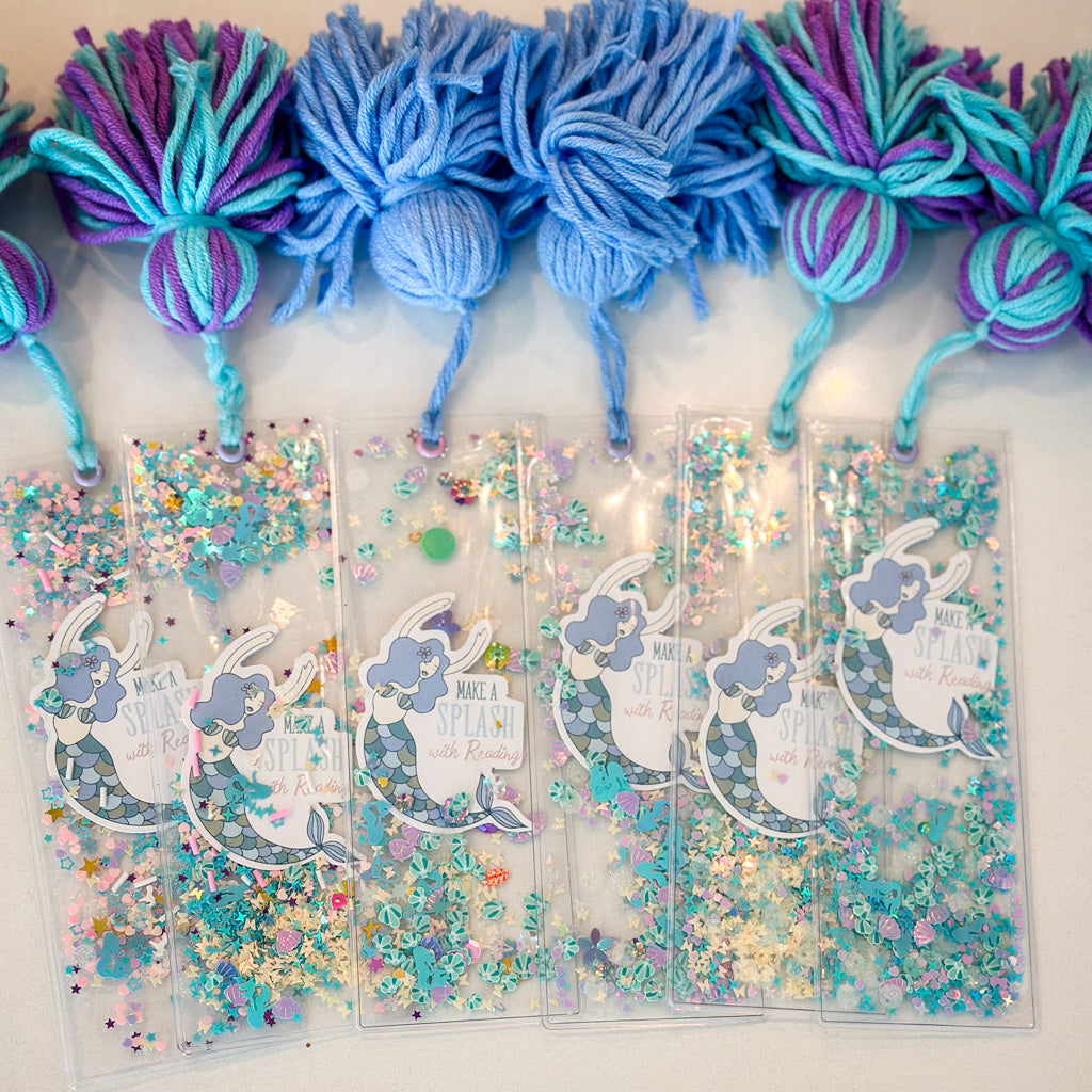 Mermaid Splash Glitter Bookmark | Make a Splash Bookmark | Dive into Reading