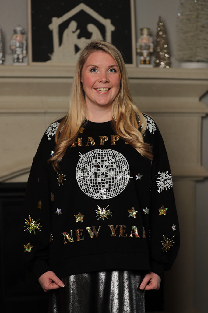 Happy New Year Sequin Sweatshirt | New Years Sweatshirt