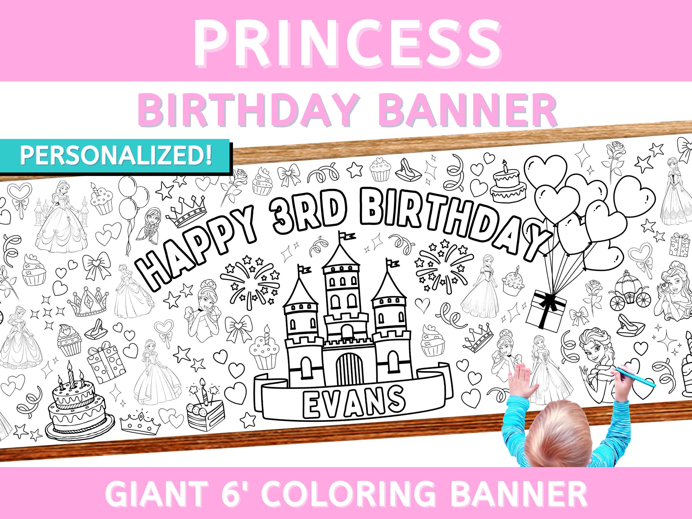 Princess Birthday Banner Personalized